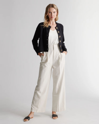 100% Organic Cotton Cropped Cardigan - XS / Heather Brown