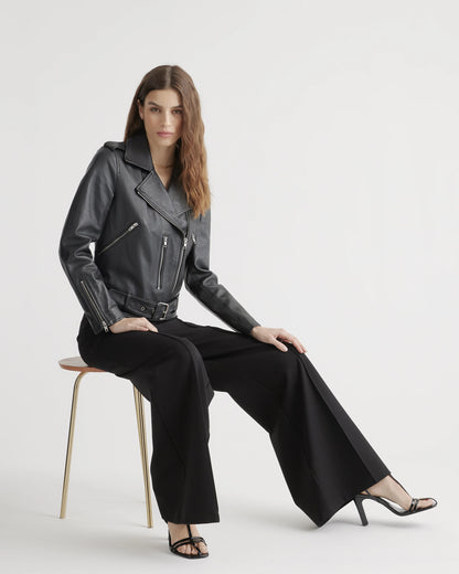 Ultra-Stretch Ponte Super Wide Leg Pants - XS / Black