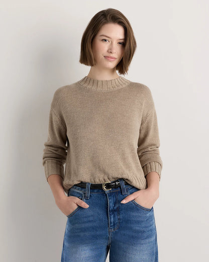 Cotton Linen Relaxed Crew Sweater - XS / Canyon Burnt Orange