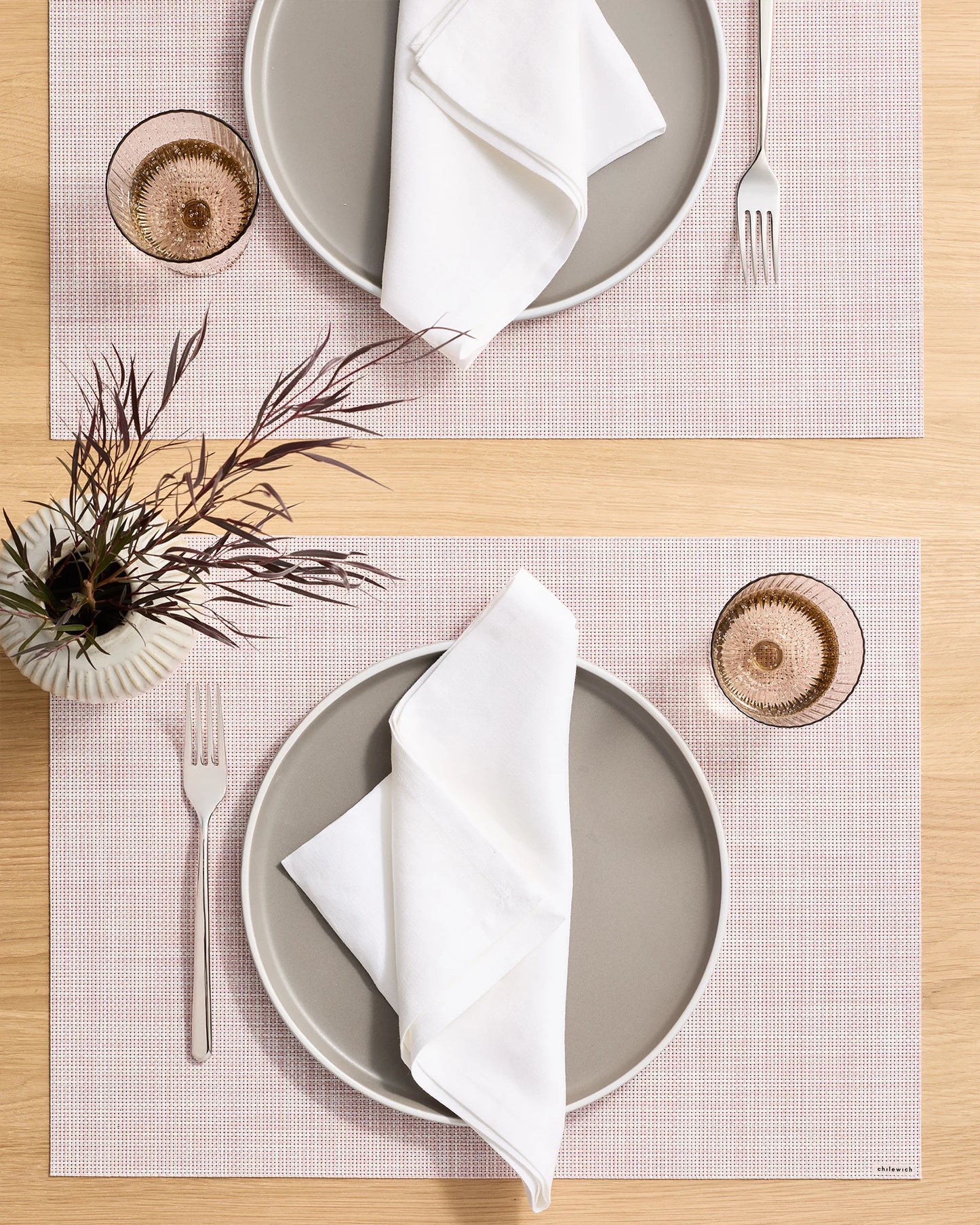 Mini Basketweave Easy-Care Rectangular Placemat, Set of 4 by Chilewich - One Size / Parchment