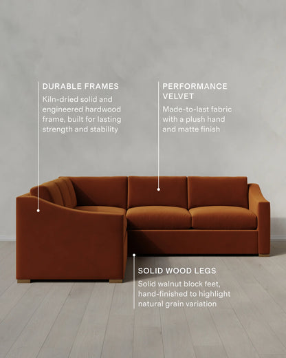 Hollis Slope Arm L Sectional in Performance Velvet - 110x110 / Gunmetal