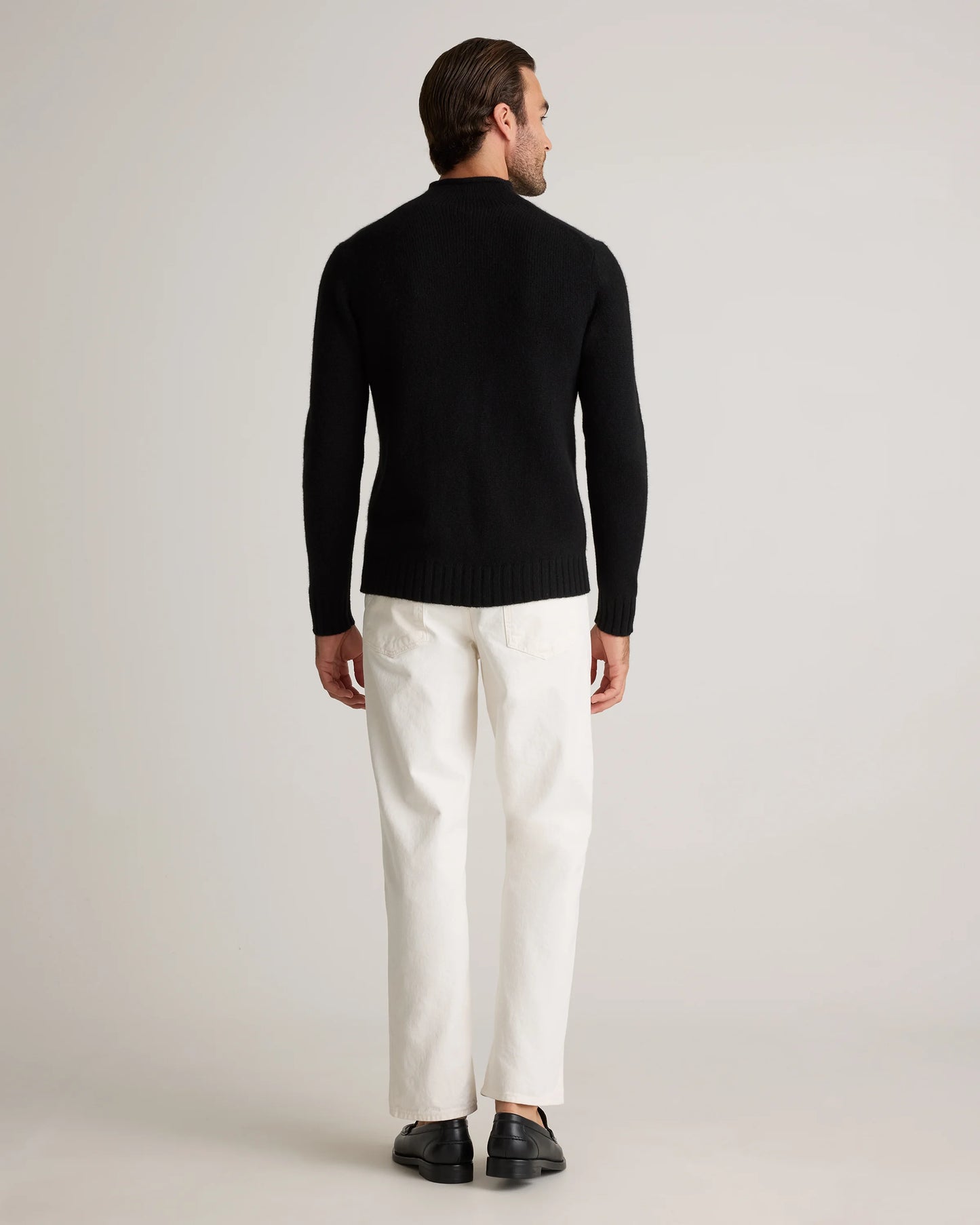 100% Yak Wool Roll Neck Sweater - XS / Black