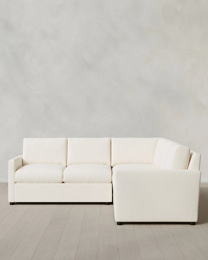 Brennan L Sectional in Performance Chenille Linen Blend - 99x99 / Snow