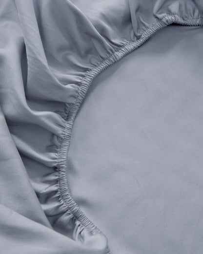 Luxury Organic Sateen Fitted Sheet Set - Cal King / Light Blue