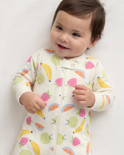 100% Organic Cotton One Piece Pajama - 0-3M / Navy Stripe