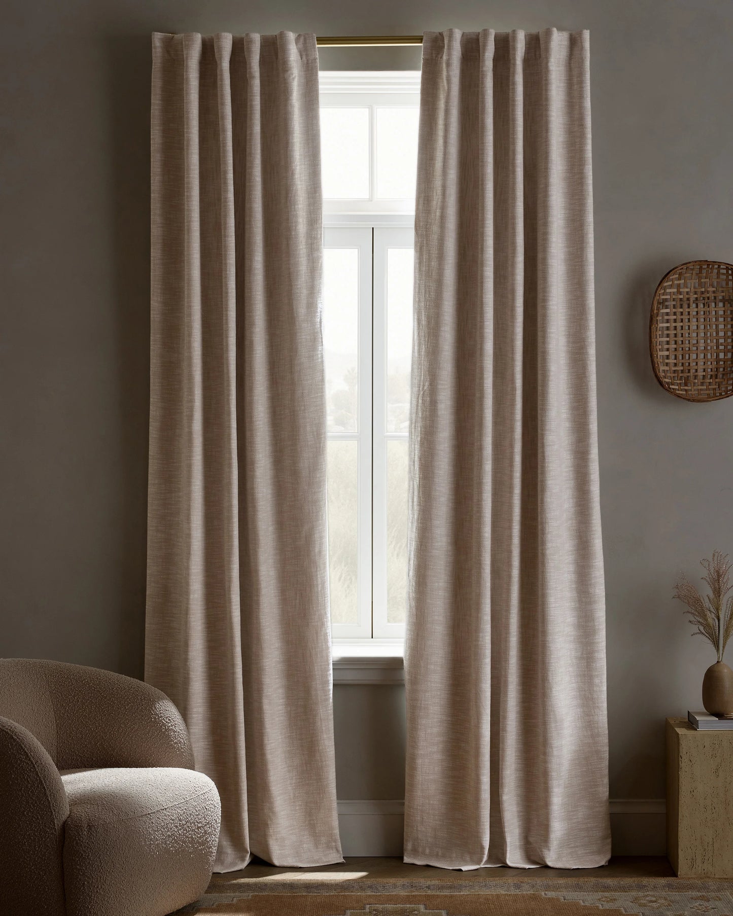 Textured Cotton True Blackout Curtain - 48x84 / White