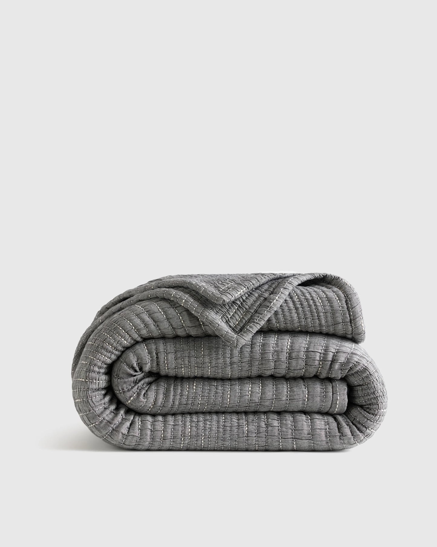 Organic Cotton Channel Stitch Coverlet - Twin / Coral Pink