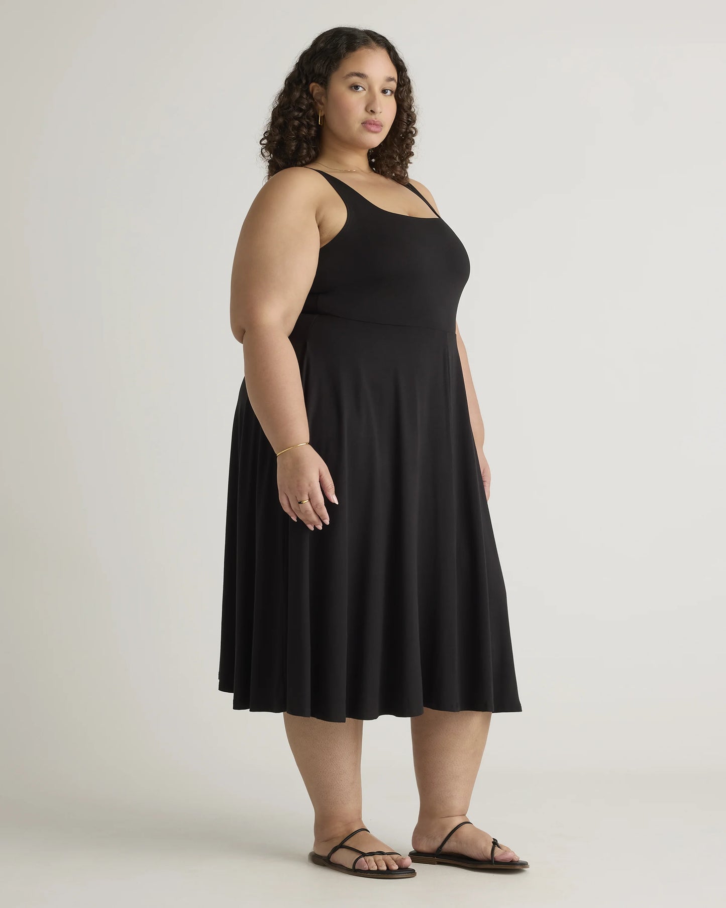 Tencel Jersey Fit & Flare Dress - 1X / Brown