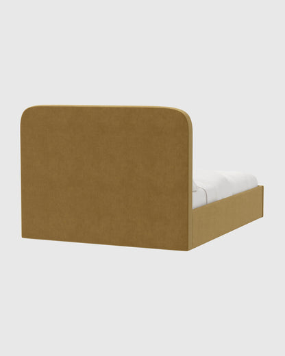 Curved Bed in Performance Velvet - Full / Walnut