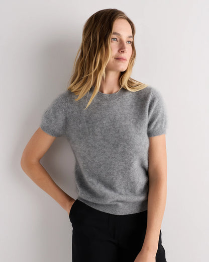 Women's Brushed Cashmere Tee - XS / Ivory