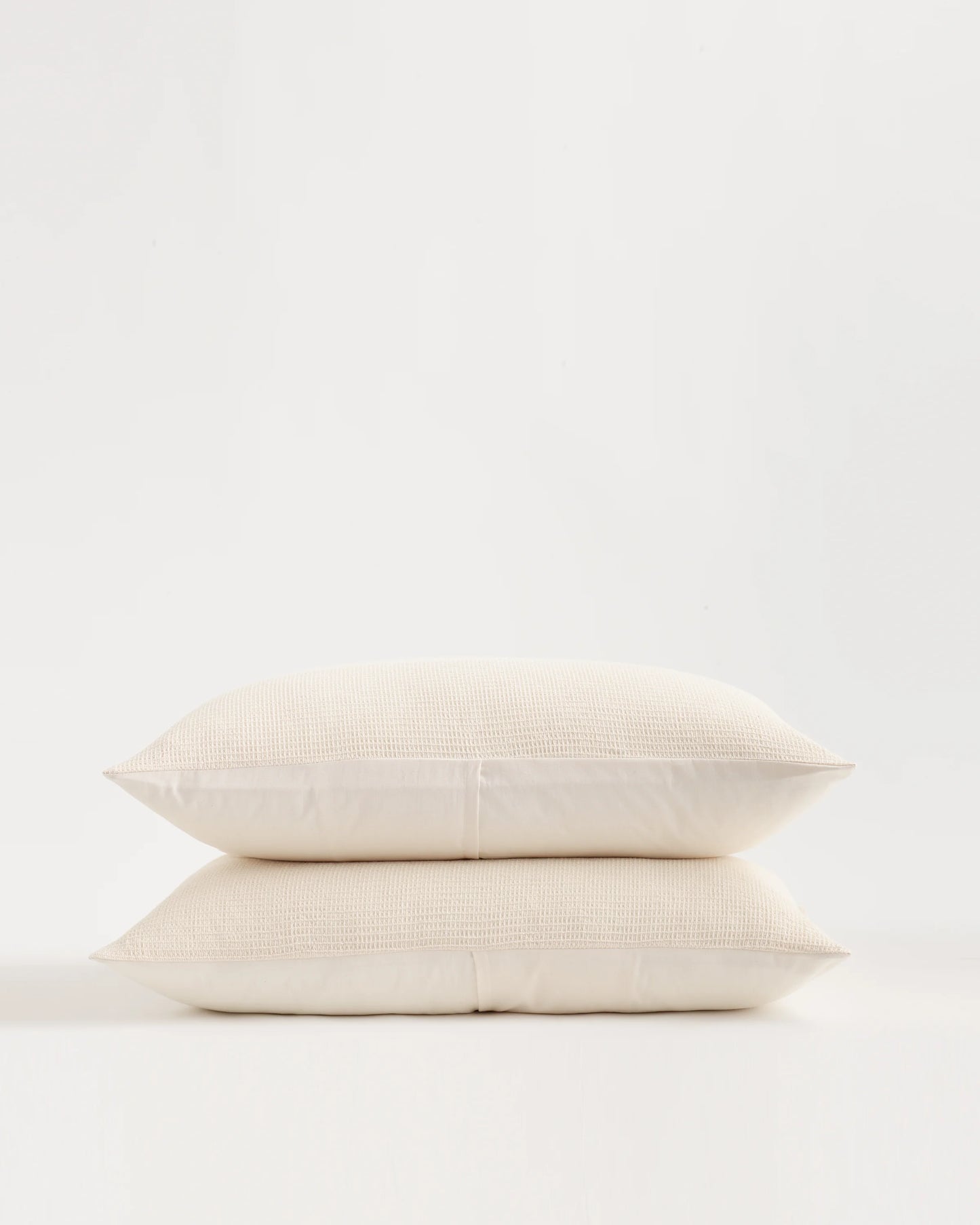 Organic Cotton Waffle Stripe Sham Set - Standard / Sand