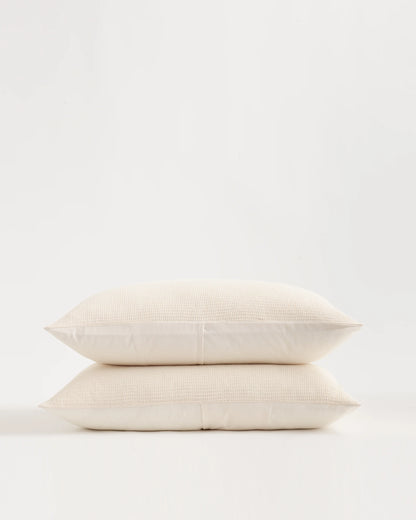 Organic Cotton Waffle Stripe Sham Set - Standard / Sand