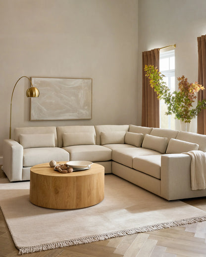 Ashford Deep Seat L Sectional in Performance Chenille Linen Blend - 119x119 / Sorrell