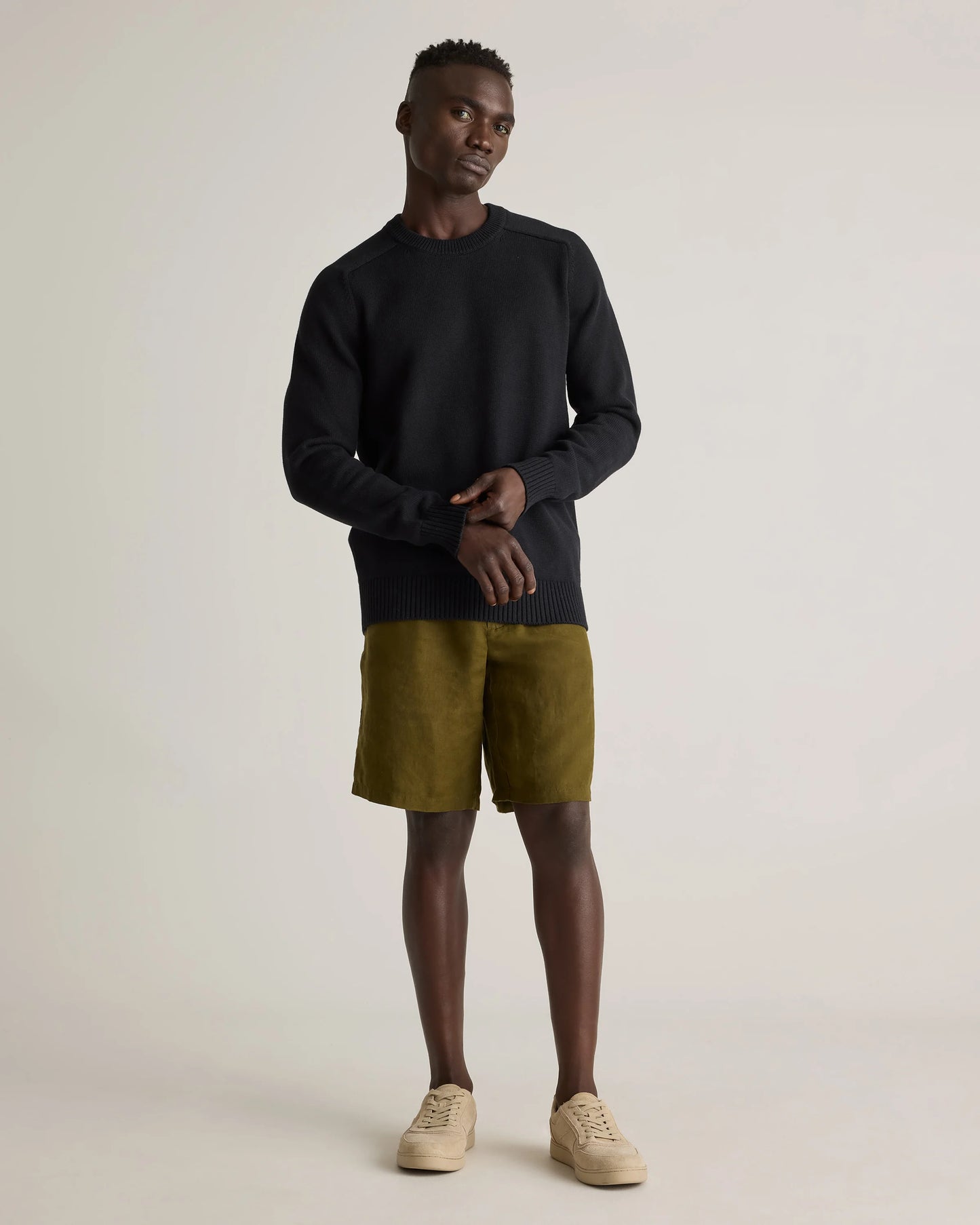 100% Organic Cotton Crewneck Sweater - S / Speckled Beige