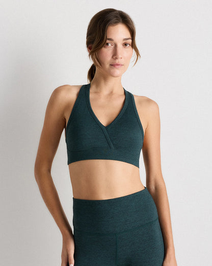 Ultra-Soft V-Neck Racerback Bra - XS / Heather Black
