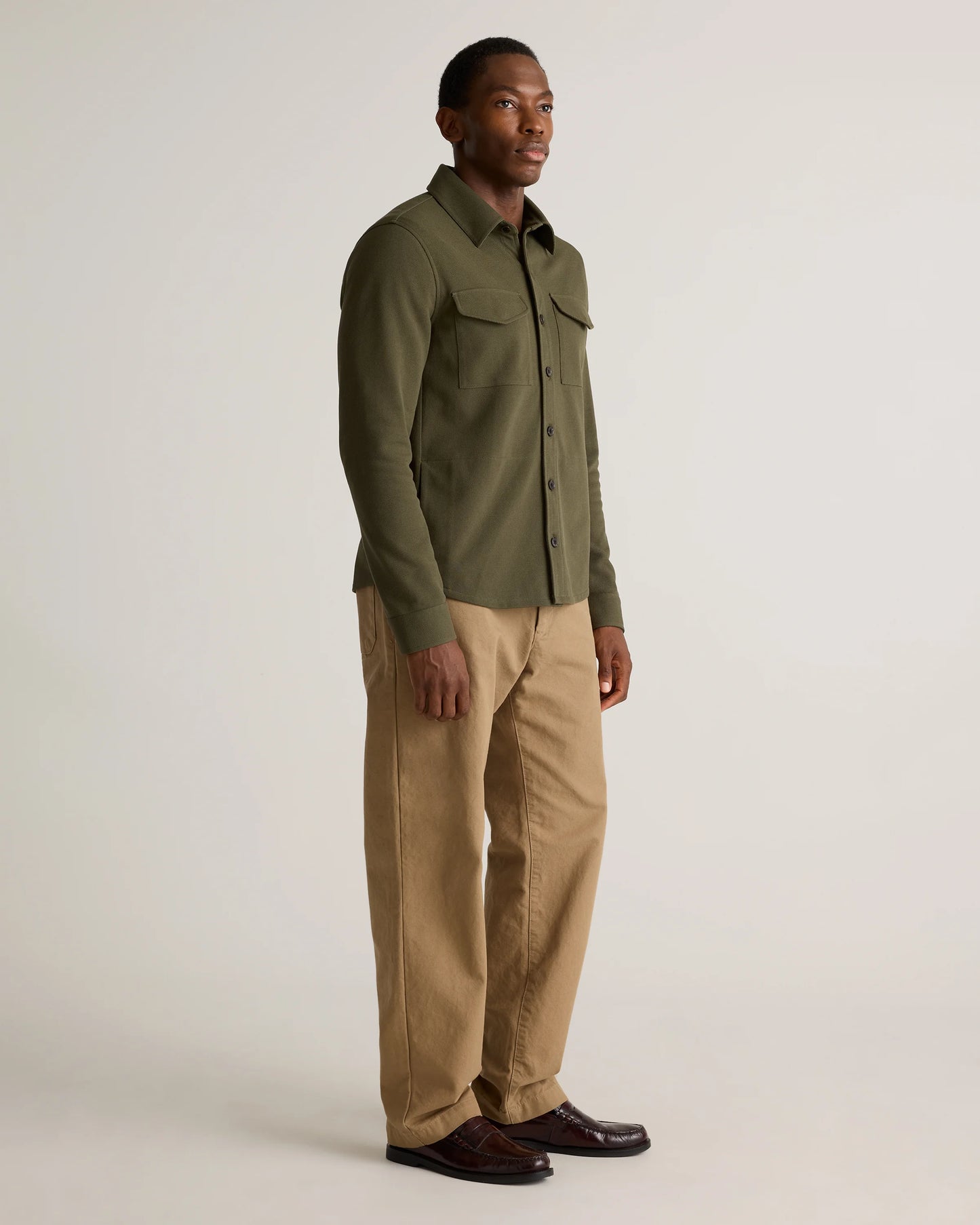 Cotton Pique Knit Overshirt - XS / Heather Charcoal