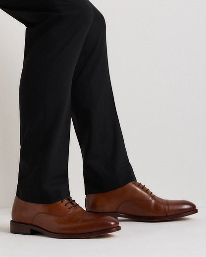 Italian Leather Cap Toe Oxford - 7 / Cognac