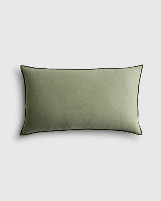 Contrast European Linen Pillow Cover - 12x20 / Sage/Pine