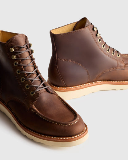 Crafted Leather Moc Toe Boot - 7 / Dark Chocolate