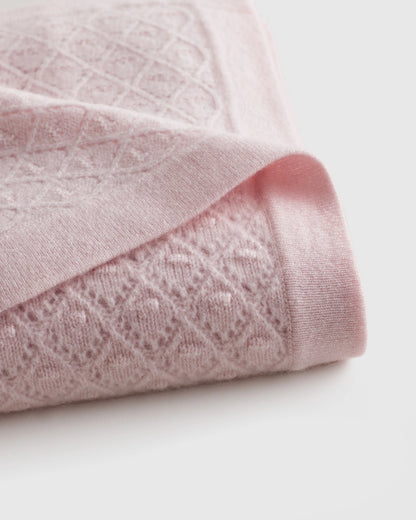 Mongolian Cashmere Pointelle Baby Blanket - One Size / Ivory