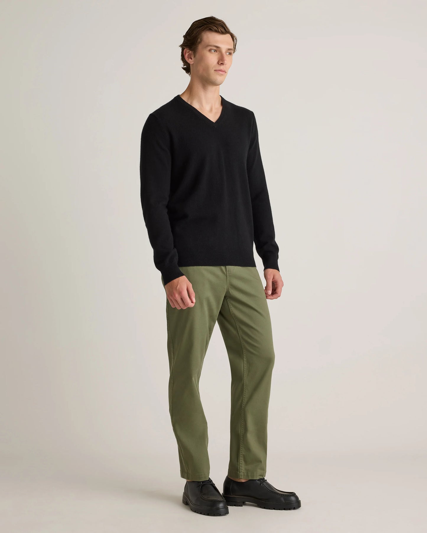 Mongolian Cashmere V-Neck Sweater - S / Oatmeal