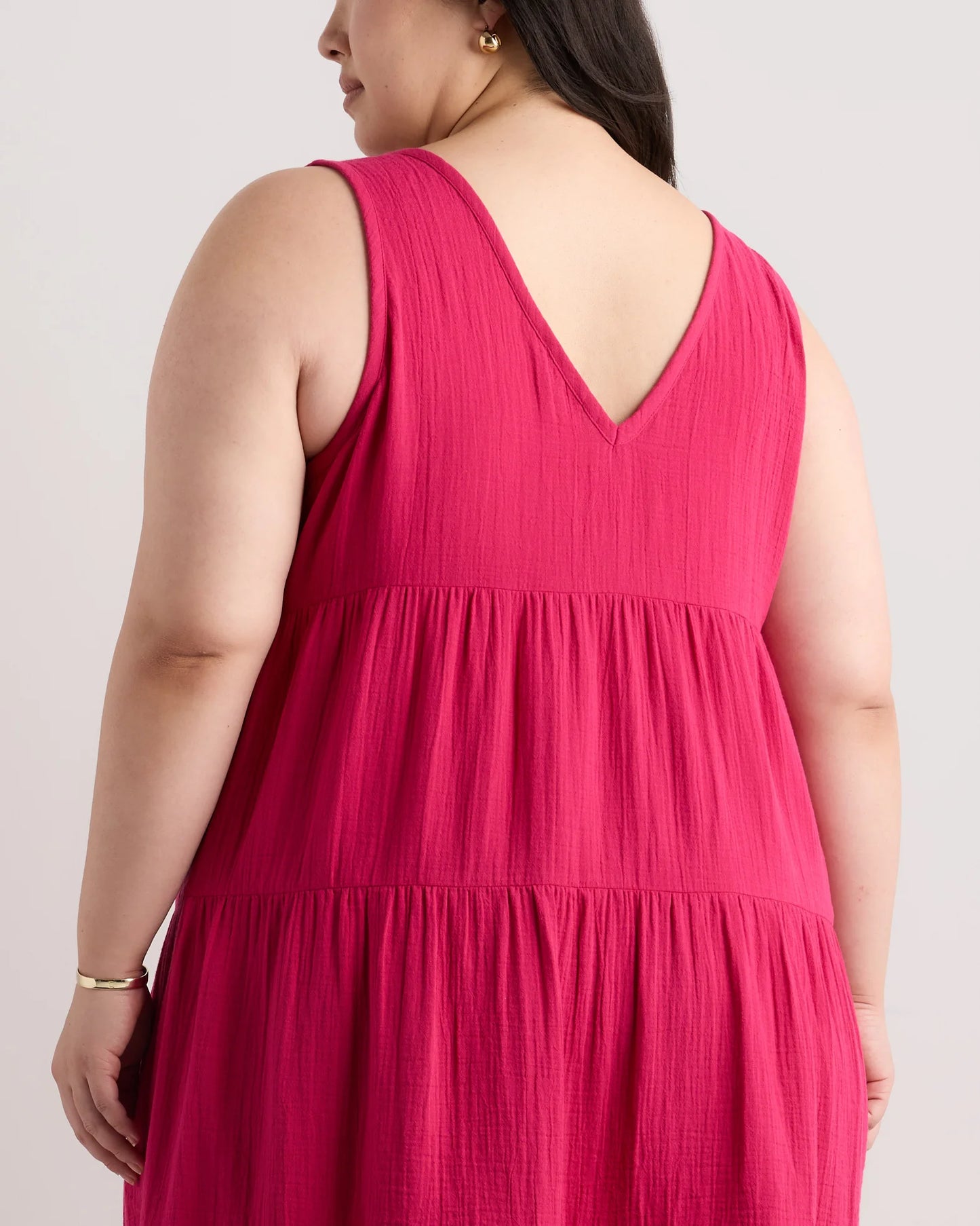 100% Organic Cotton Gauze Tiered Maxi Dress - 1X / Orchid Blue