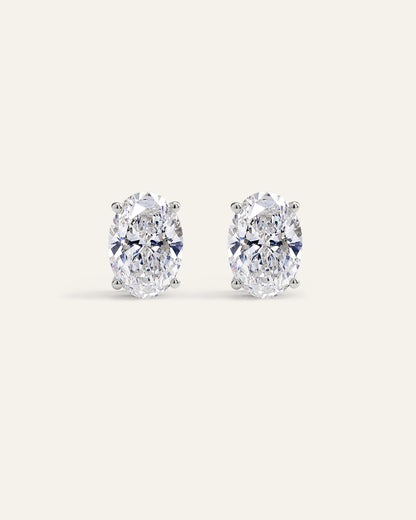 14K Gold Lab Grown Diamond Statement Oval Studs - 6ctw - One Size / Yellow Gold