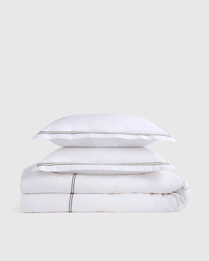 Organic Crisp Percale Duvet Cover Set - Twin / Espresso