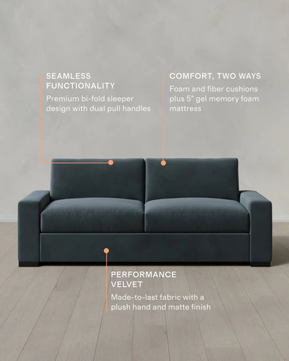Stillman Sleeper Sofa in Performance Velvet - Queen / Java