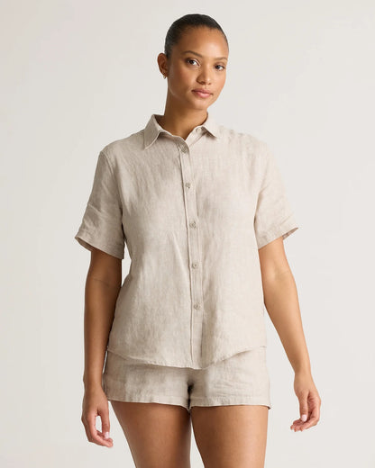 100% European Linen Shorts Pajama Set - XS / French Blue