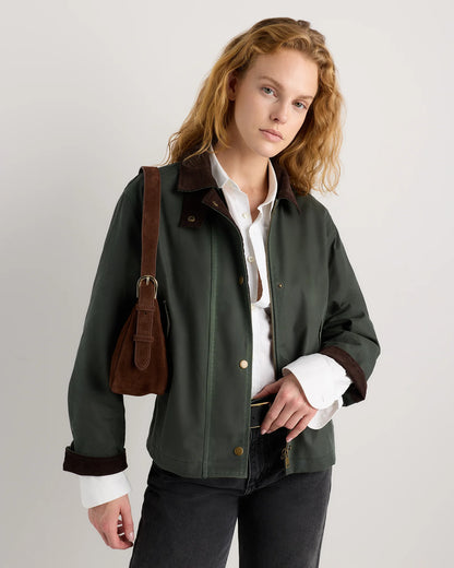 Italian Suede Small Shoulder Bag - One Size / Chocolate Brown