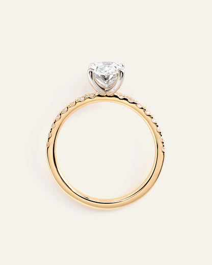 Lab Grown Diamond Oval Petite Pave Engagement Ring - 1.50ct - 4 / Yellow Gold