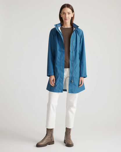 Weather Proof Long Rain Shell Jacket - XS / Ink Blue