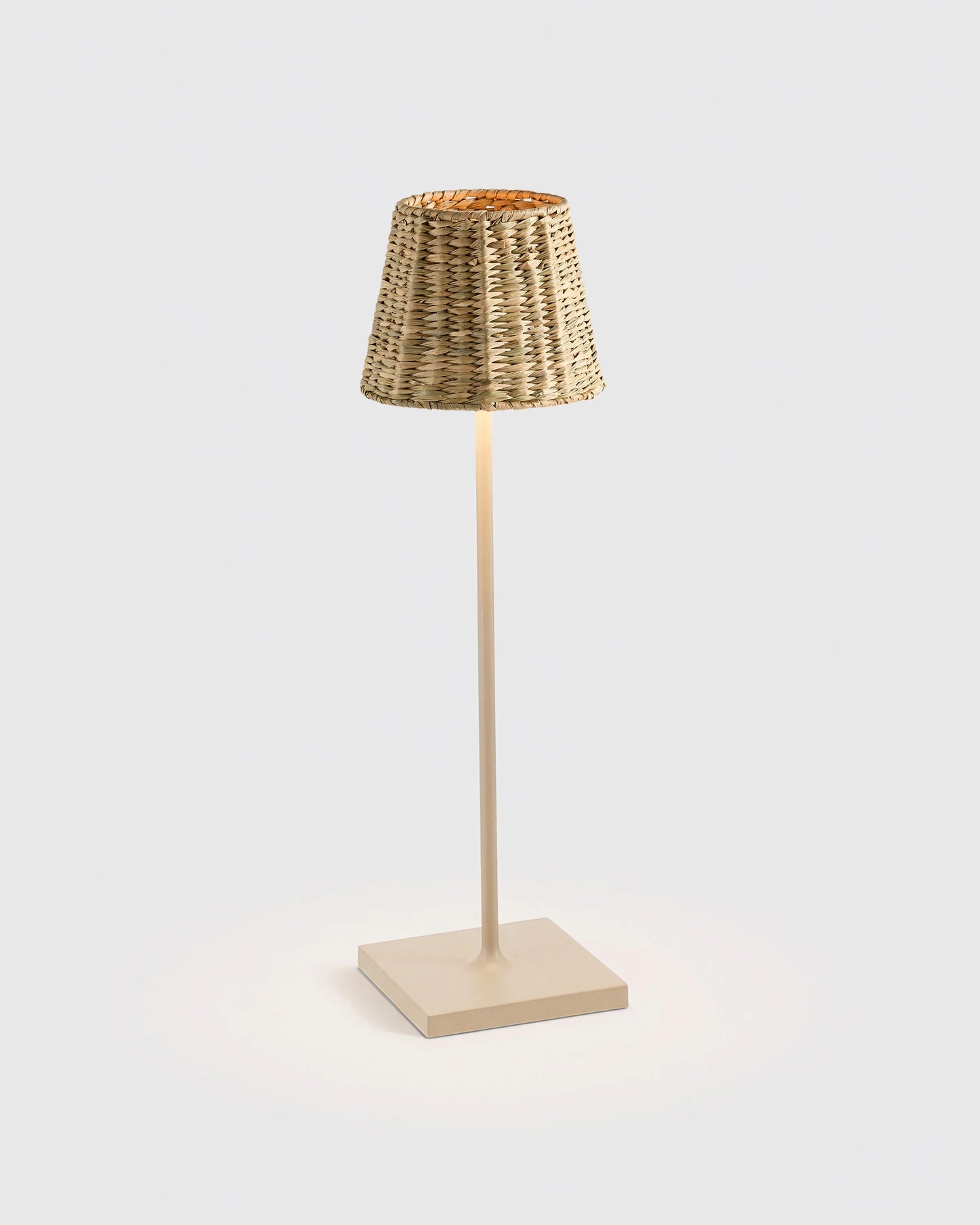 Poldina Pro Rechargeable Table Lamp with Seagrass Shade by Zafferano - Regular / White