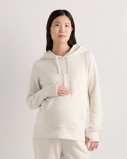 SuperSoft Fleece Maternity & Nursing Hoodie - XS / Off-White