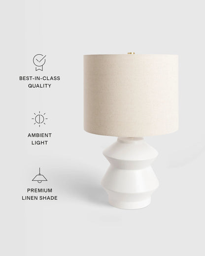 Geometric Ceramic Table Lamp - One Size / White
