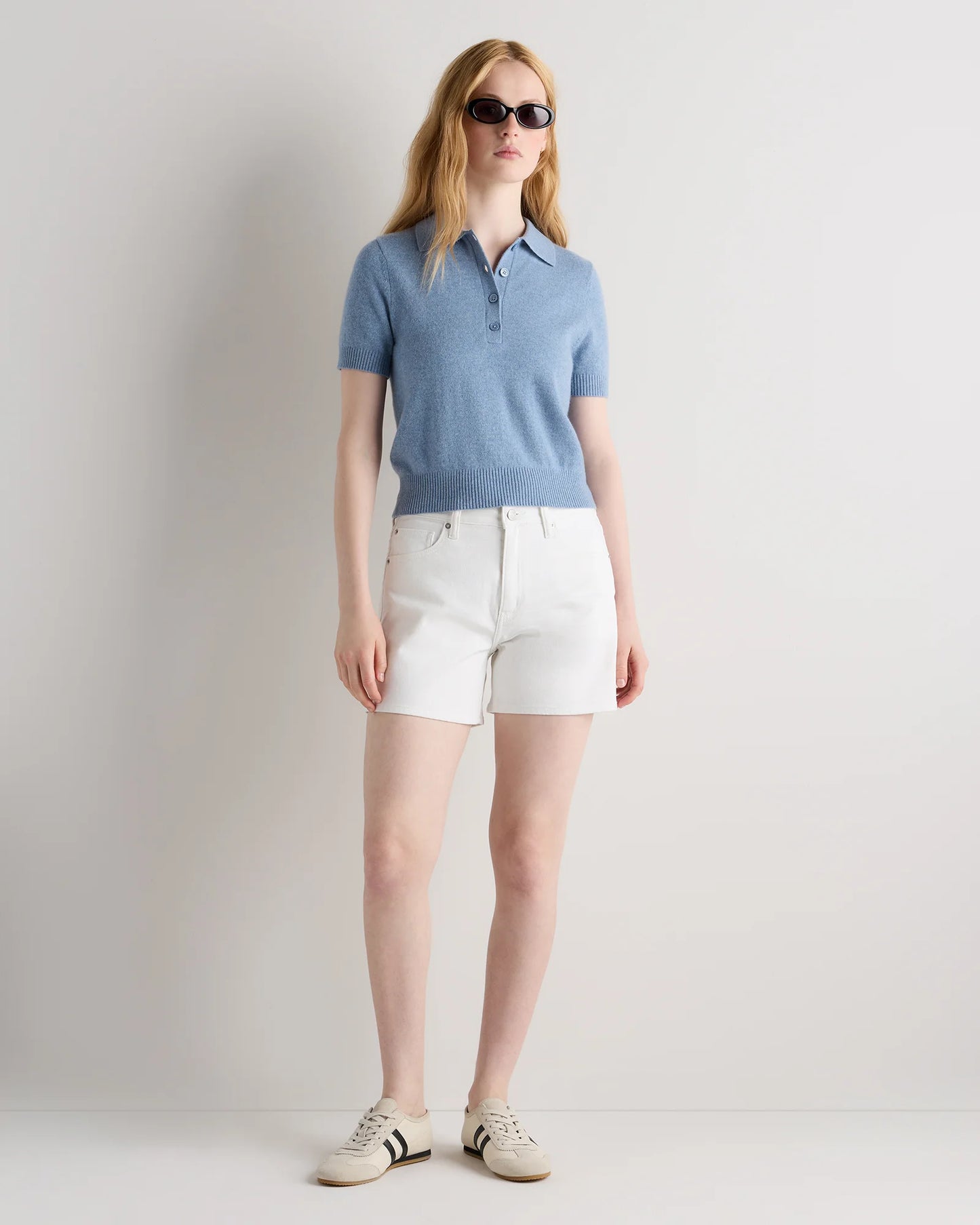 Mongolian Cashmere Short Sleeve Polo - XS / Oatmeal