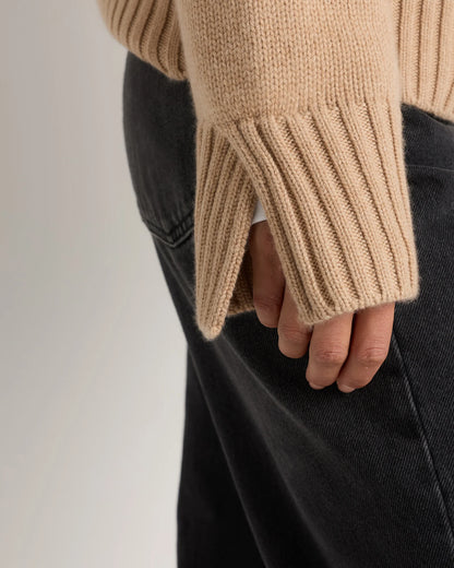 Luxe Baby Cashmere Quarter Zip Sweater - XS / Creamy Cortado