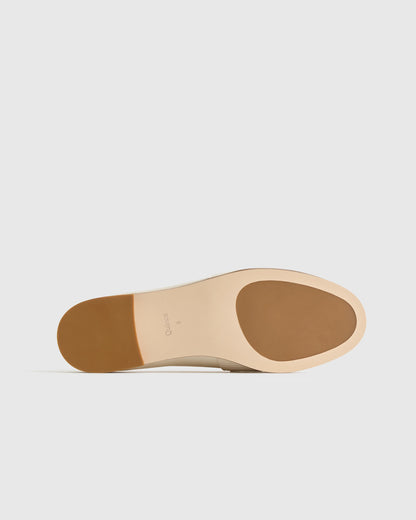 Italian Leather Bow Penny Loafer - 5 / Bone