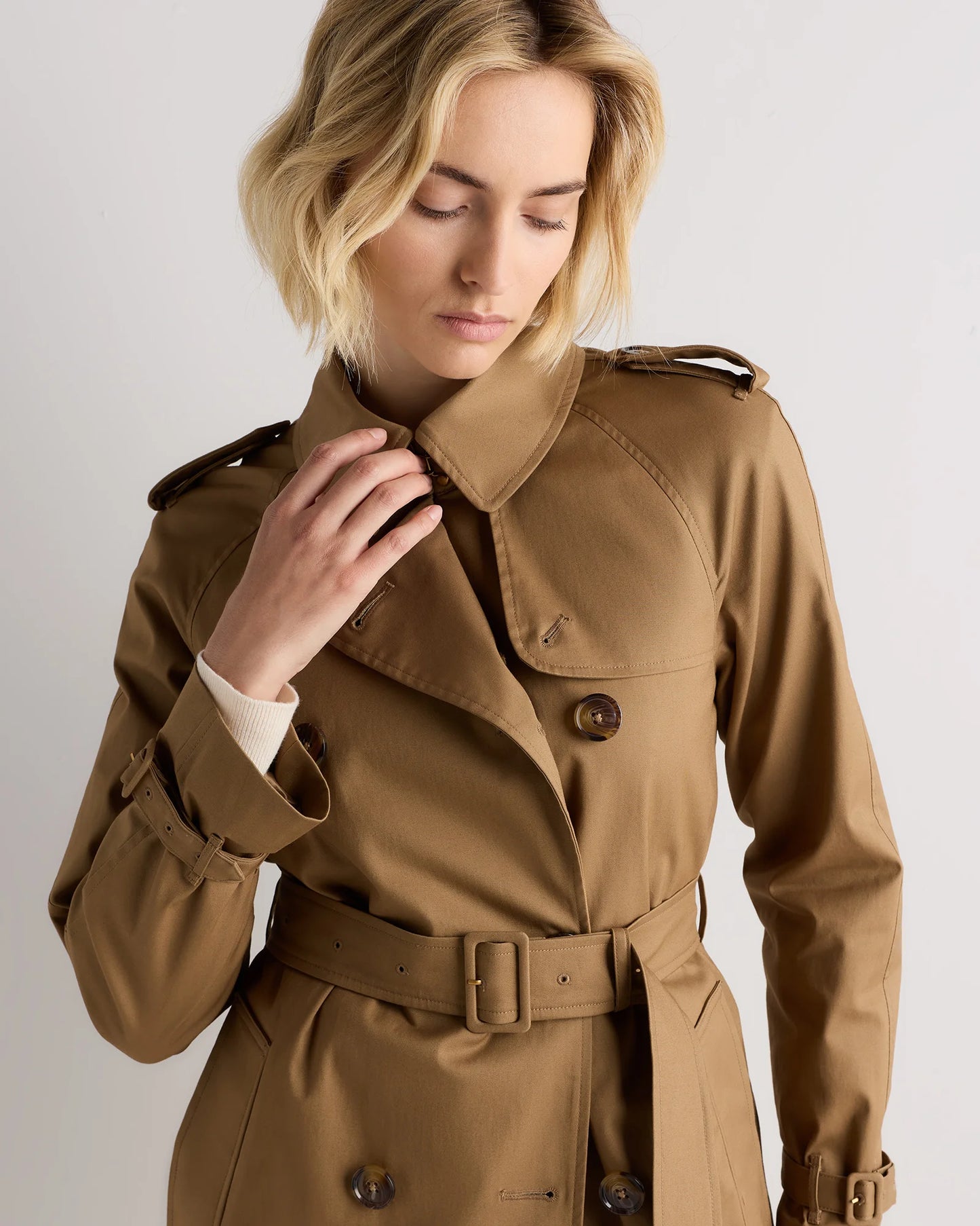 Comfort Stretch Long Trench Coat - XS / Dark Khaki
