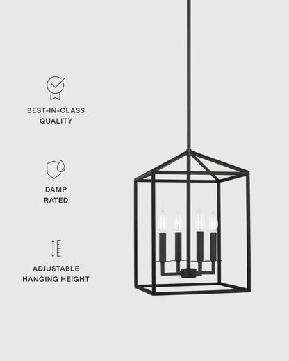 Steel Lantern Pendant Light - Small / Brass