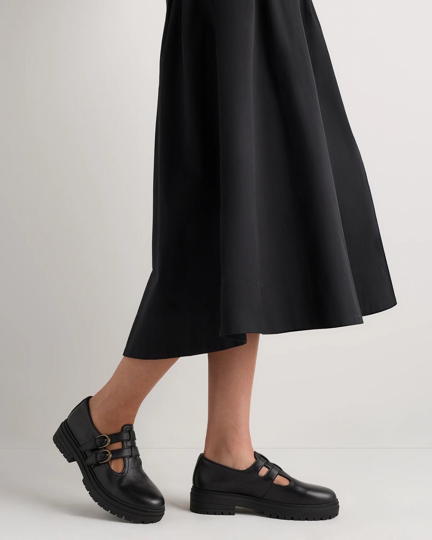Italian Leather Lug Sole Mary Jane - 5 / Black