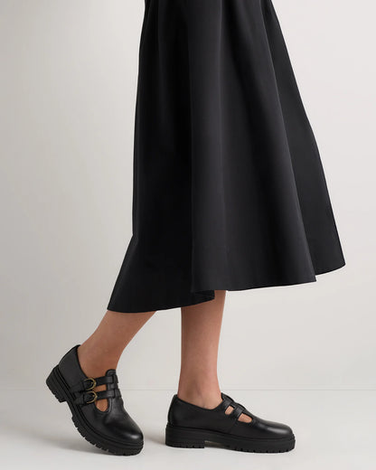 Italian Leather Lug Sole Mary Jane - 5 / Black