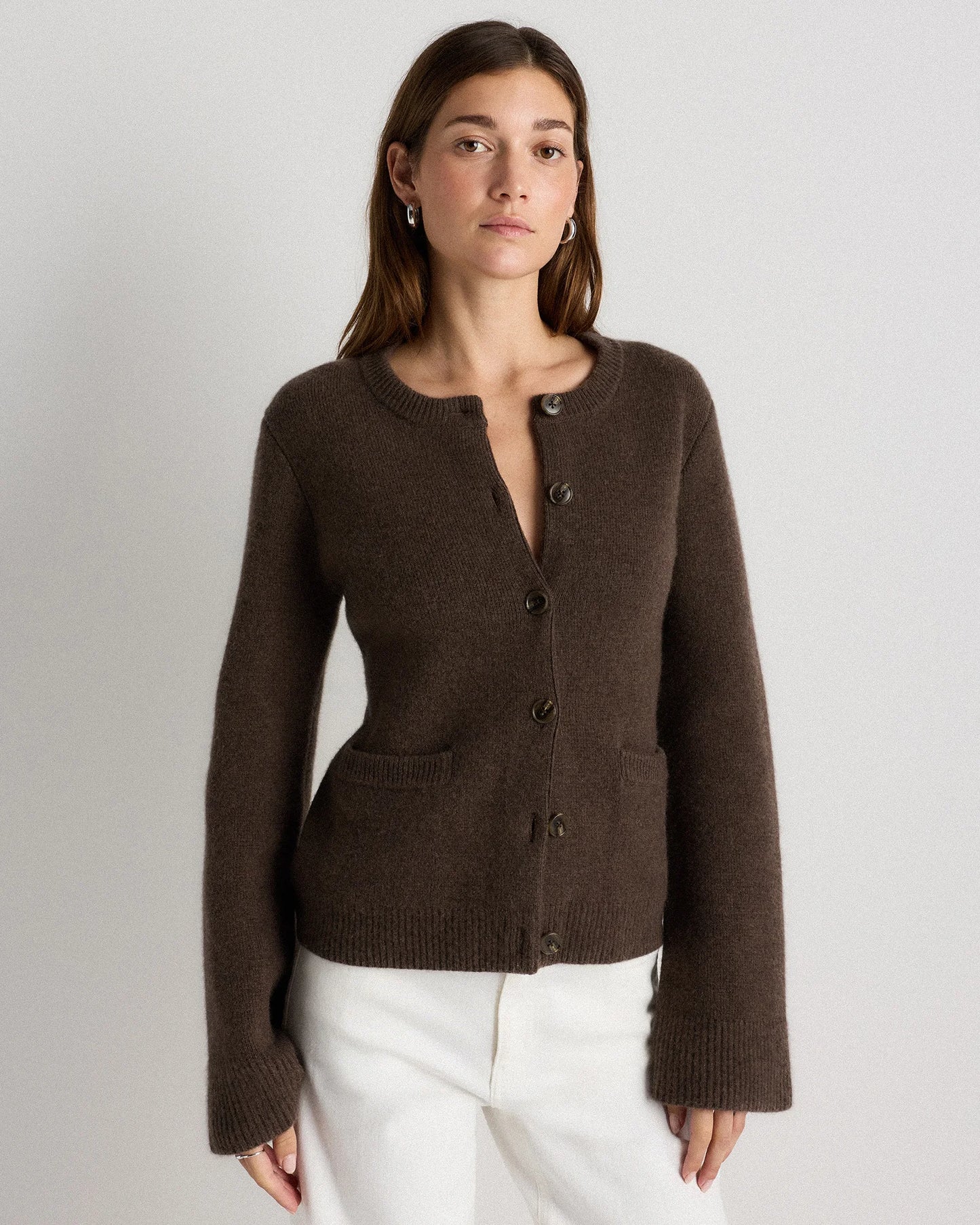 Mongolian Cashmere Structured Cardigan - XS / Oatmeal
