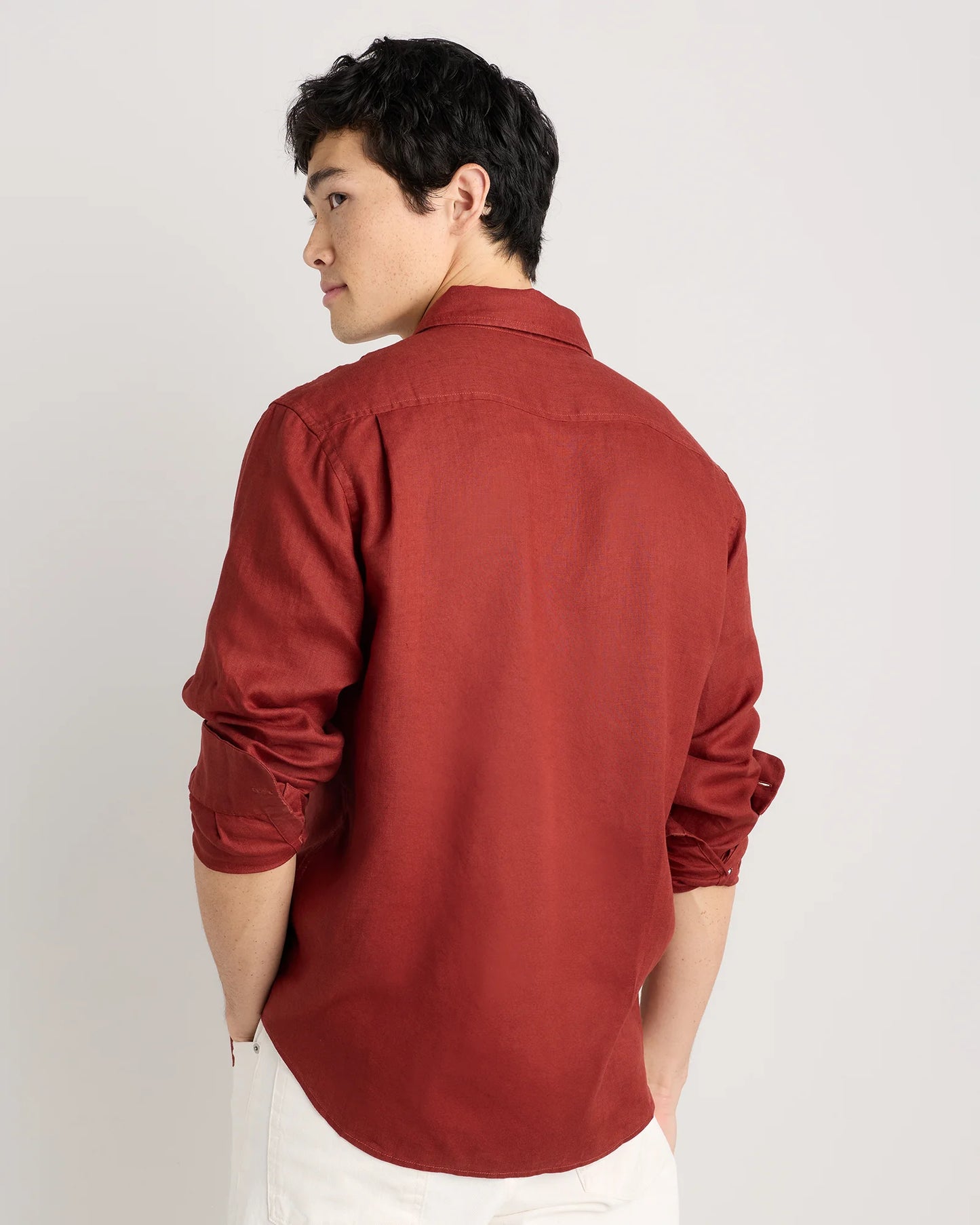100% European Linen Relaxed Long Sleeve Shirt - XS / Flax