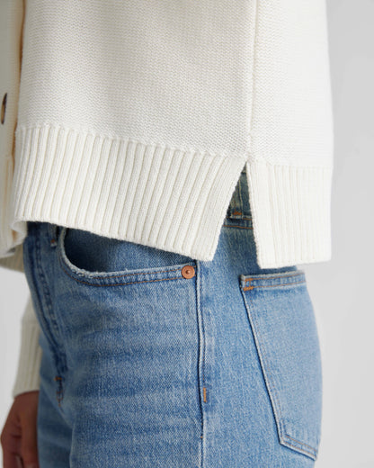100% Organic Cotton Cropped Cardigan - XS / Heather Brown
