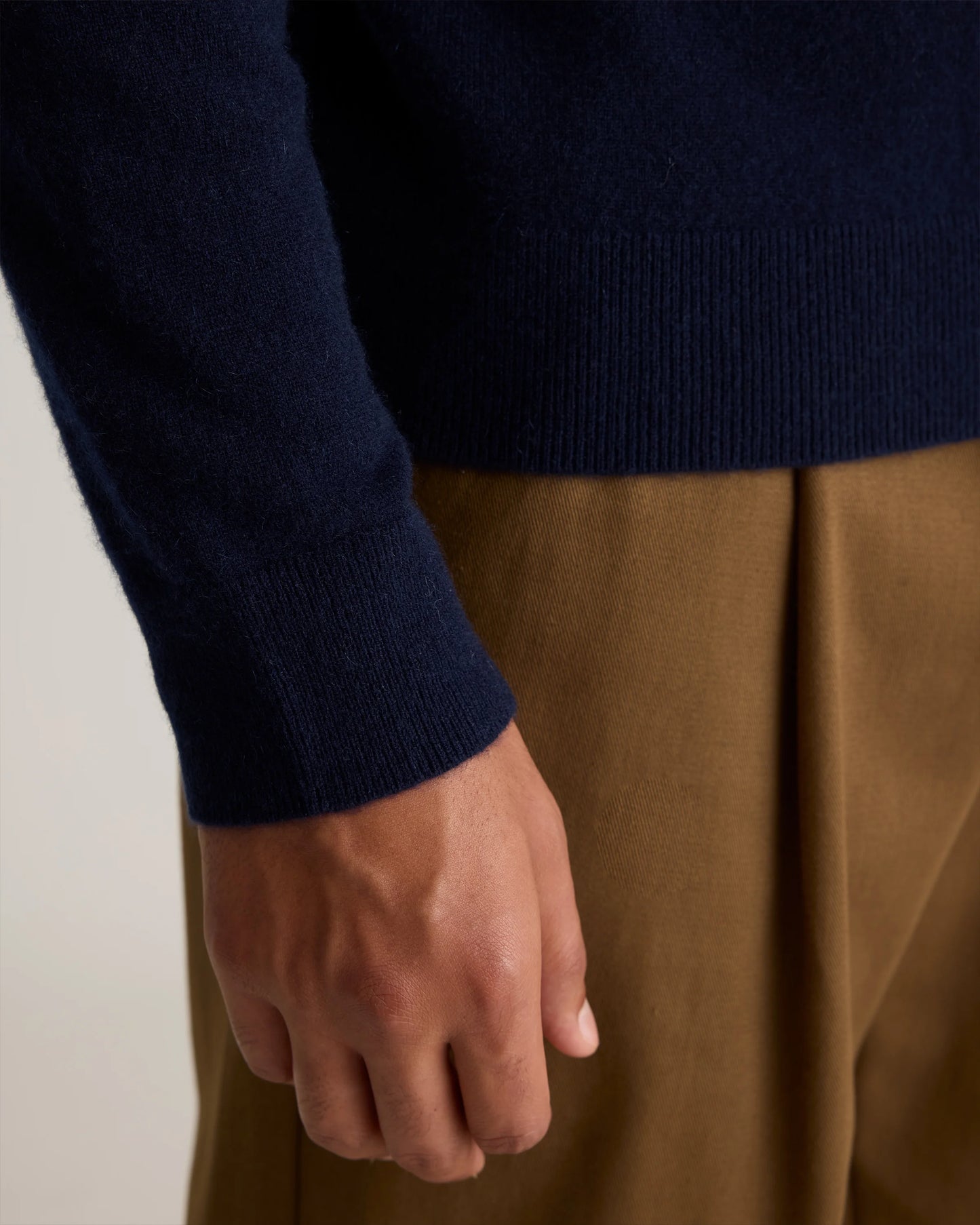 Mongolian Cashmere Quarter Zip Sweater - S / Olive Twist