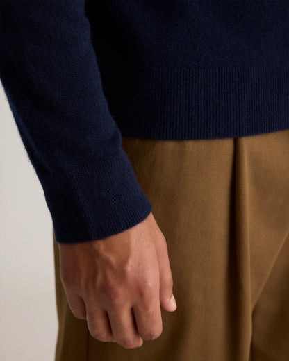 Mongolian Cashmere Quarter Zip Sweater - S / Olive Twist