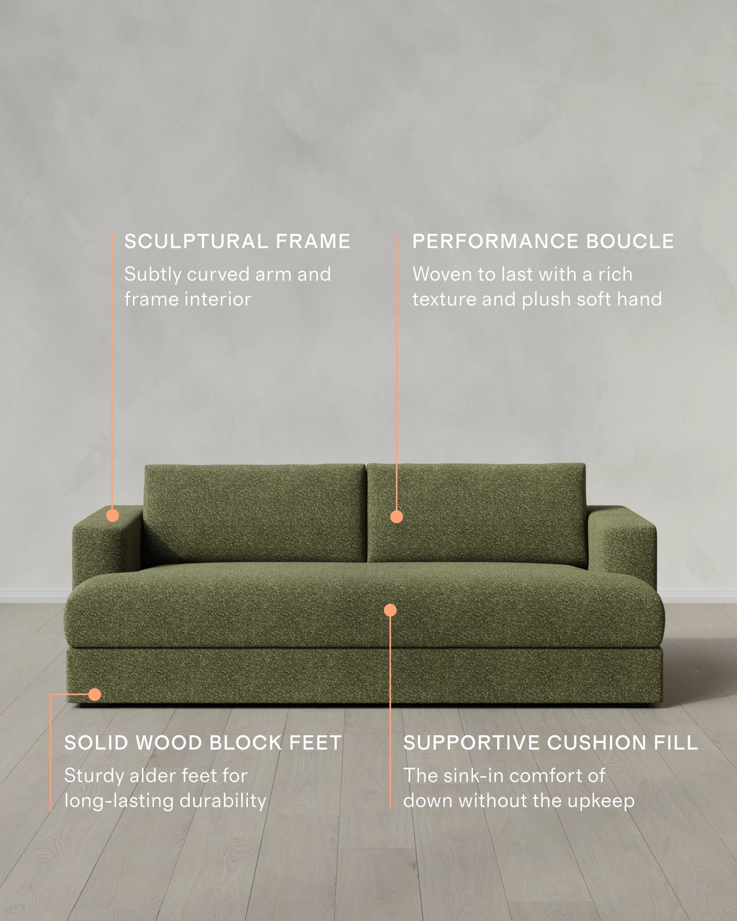 Sierra Curved Arm Sofa in Performance Boucle - 7ft / Linen