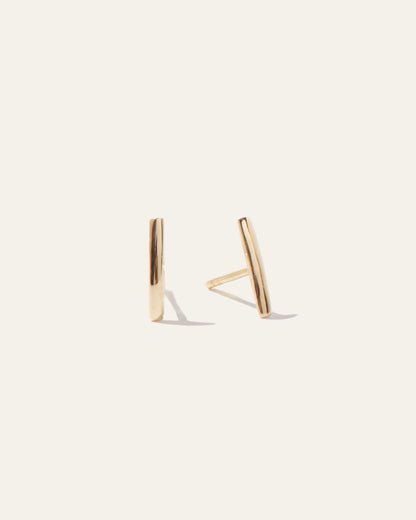 14K Gold Line Studs - One Size / Yellow Gold